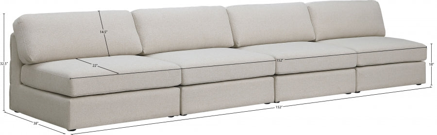 Beckham Beige Linen Textured Modular 152" Sofa - 681Beige-S152B - Vega Furniture