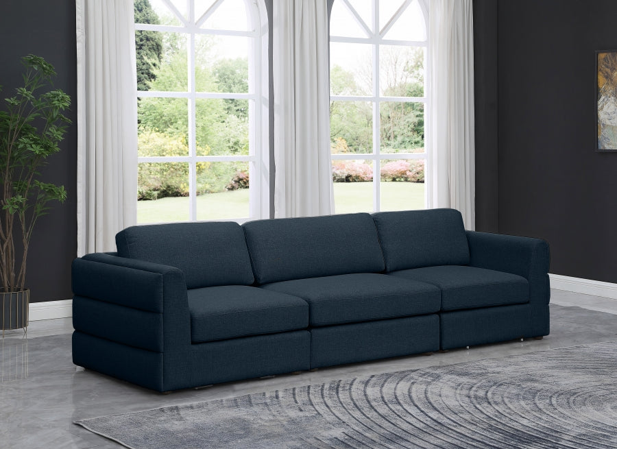 Beckham Blue Linen Textured Modular 114" Sofa - 681Navy-S114A - Vega Furniture