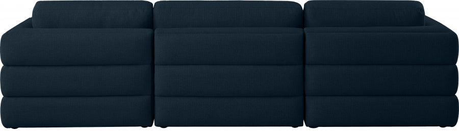 Beckham Blue Linen Textured Modular 114" Sofa - 681Navy-S114A - Vega Furniture