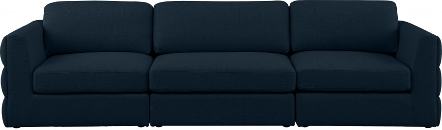 Beckham Blue Linen Textured Modular 114" Sofa - 681Navy-S114A - Vega Furniture