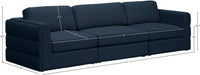 Beckham Blue Linen Textured Modular 114" Sofa - 681Navy-S114A - Vega Furniture