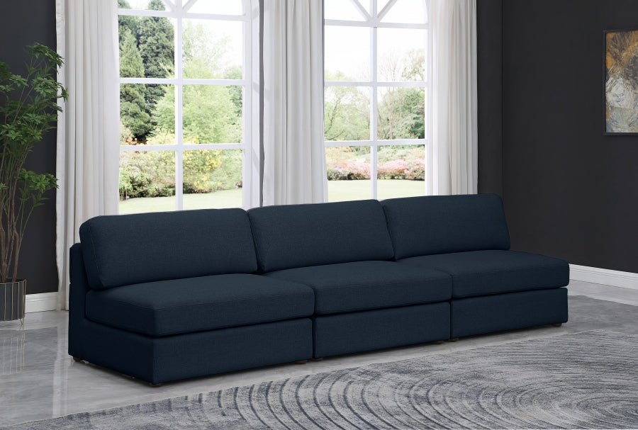 Beckham Blue Linen Textured Modular 114" Sofa - 681Navy-S114B - Vega Furniture