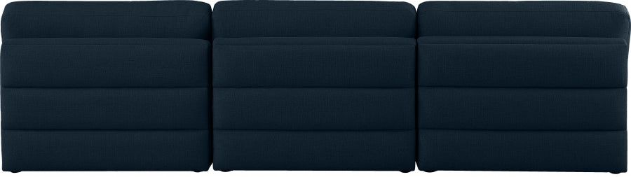 Beckham Blue Linen Textured Modular 114" Sofa - 681Navy-S114B - Vega Furniture