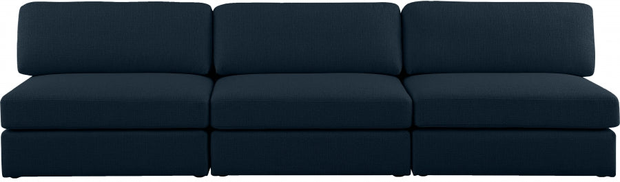 Beckham Blue Linen Textured Modular 114" Sofa - 681Navy-S114B - Vega Furniture