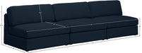 Beckham Blue Linen Textured Modular 114" Sofa - 681Navy-S114B - Vega Furniture