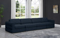 Beckham Blue Linen Textured Modular 152" Sofa - 681Navy-S152A - Vega Furniture