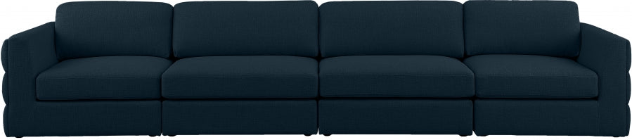 Beckham Blue Linen Textured Modular 152" Sofa - 681Navy-S152A - Vega Furniture