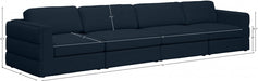 Beckham Blue Linen Textured Modular 152" Sofa - 681Navy-S152A - Vega Furniture