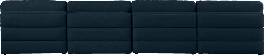 Beckham Blue Linen Textured Modular 152" Sofa - 681Navy-S152B - Vega Furniture