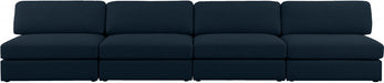 Beckham Blue Linen Textured Modular 152" Sofa - 681Navy-S152B - Vega Furniture