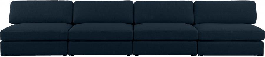 Beckham Blue Linen Textured Modular 152" Sofa - 681Navy-S152B - Vega Furniture