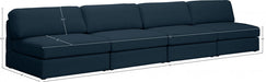 Beckham Blue Linen Textured Modular 152" Sofa - 681Navy-S152B - Vega Furniture