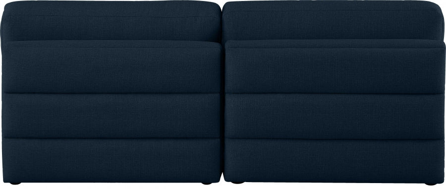 Beckham Blue Linen Textured Modular 76" Sofa - 681Navy-S76B - Vega Furniture