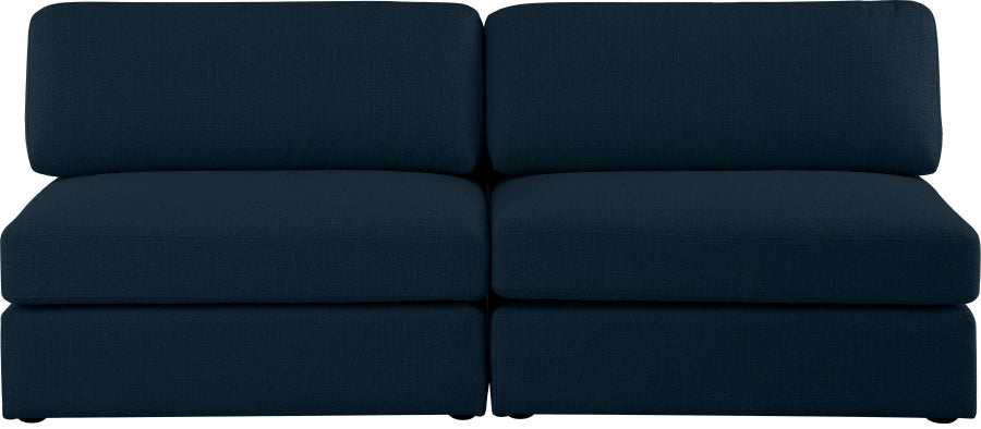 Beckham Blue Linen Textured Modular 76" Sofa - 681Navy-S76B - Vega Furniture