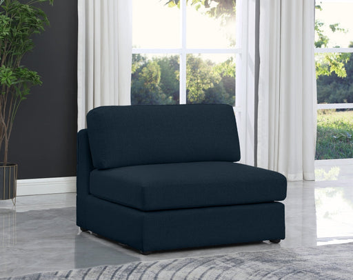 Beckham Blue Linen Textured Modular Armless Chair - 681Navy-Armless - Vega Furniture