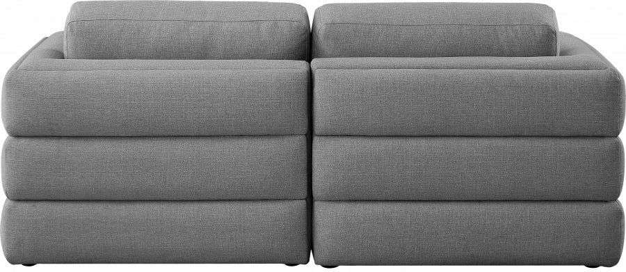 Beckham Grey Linen Textured Modular 76" Loveseat - 681Grey-S76A - Vega Furniture