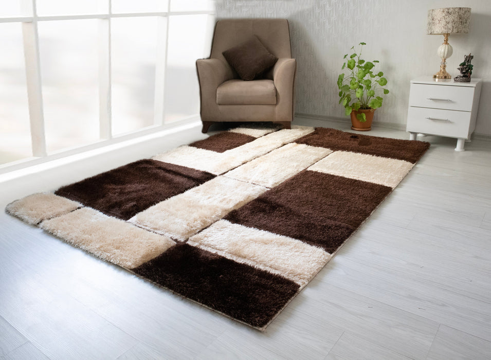 3D Shaggy Brown/Beige 5X7 Area Rug - 3D161-BRN/BEI-57 - Vega Furniture