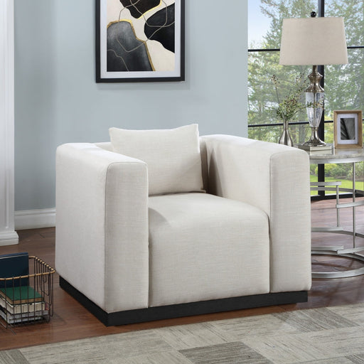 Beige Alfie Linen Textured Fabic Living Room Chair - 642Beige-C - Vega Furniture