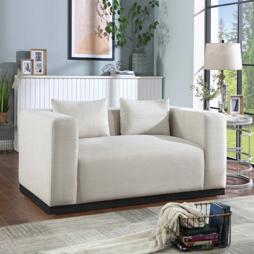 Beige Alfie Linen Textured Fabic Loveseat - 642Beige-L - Vega Furniture