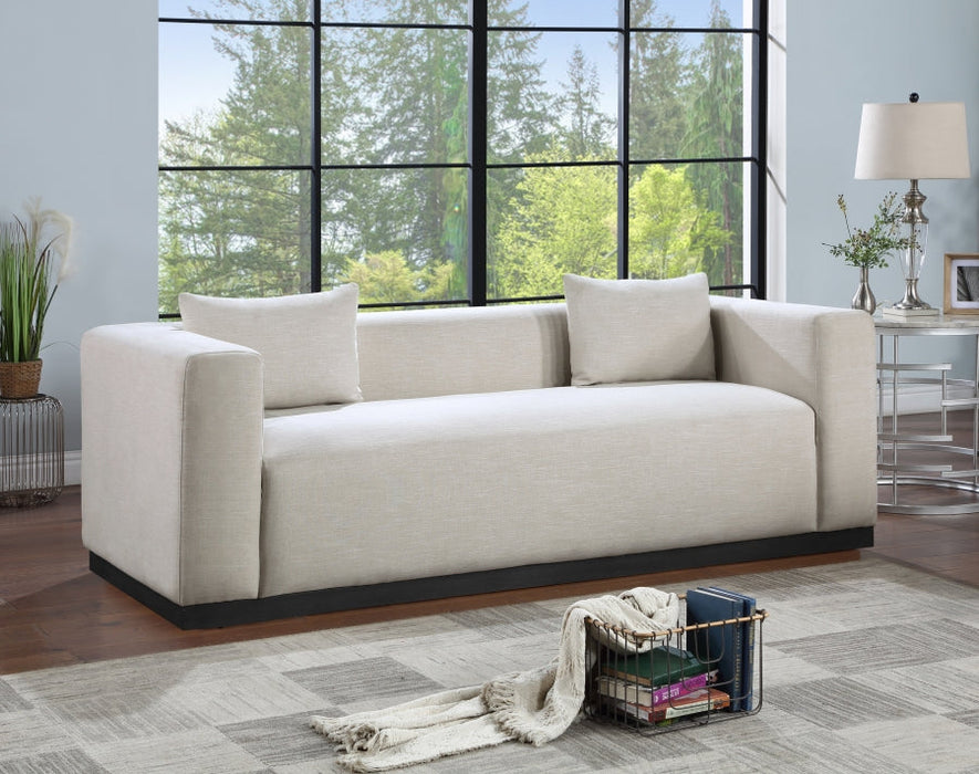 Beige Alfie Linen Textured Fabic Sofa - 642Beige-S - Vega Furniture