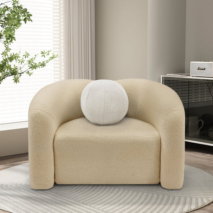 Beige Kali Faux Shearling Teddy Fabric Chair - 186Beige-C - Vega Furniture