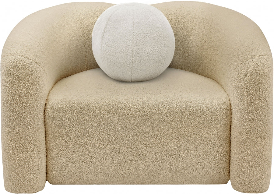 Beige Kali Faux Shearling Teddy Fabric Chair - 186Beige-C - Vega Furniture