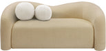 Beige Kali Faux Shearling Teddy Fabric Loveseat - 186Beige-L - Vega Furniture