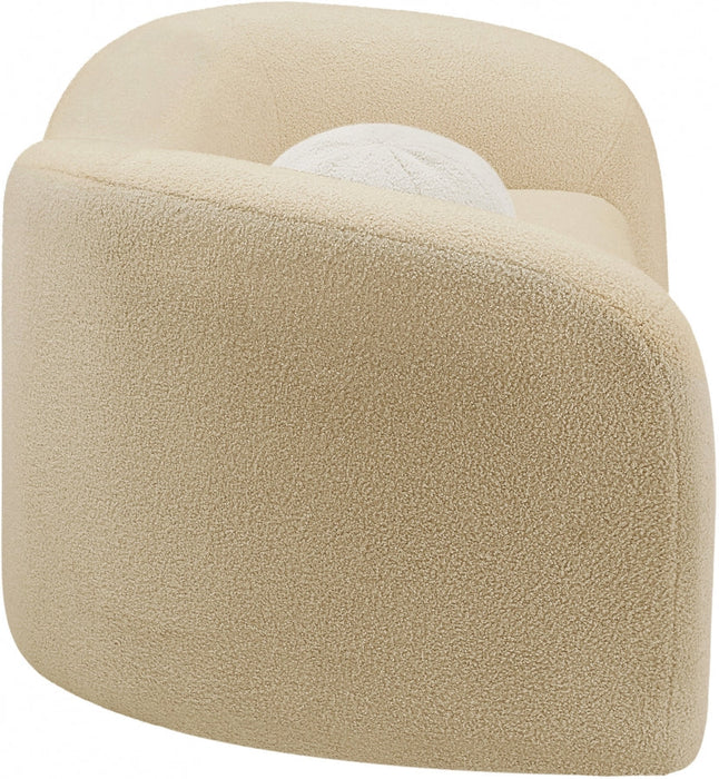 Beige Kali Faux Shearling Teddy Fabric Loveseat - 186Beige-L - Vega Furniture