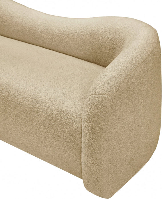 Beige Kali Faux Shearling Teddy Fabric Loveseat - 186Beige-L - Vega Furniture