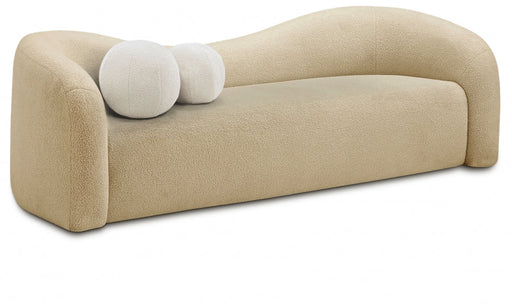 Beige Kali Faux Shearling Teddy Fabric Sofa - 186Beige-S - Vega Furniture