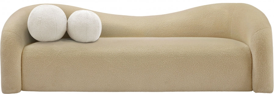 Beige Kali Faux Shearling Teddy Fabric Sofa - 186Beige-S - Vega Furniture