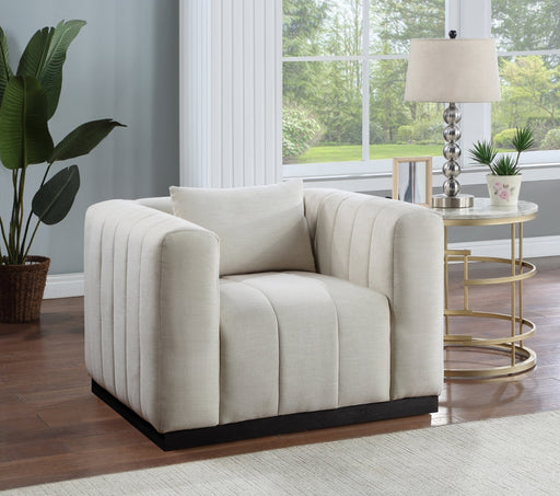 Beige Lucia Linen Textured Fabric Living Room Chair - 655Beige-C - Vega Furniture