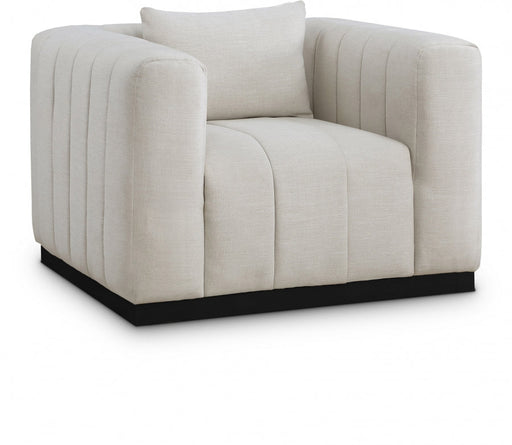 Beige Lucia Linen Textured Fabric Living Room Chair - 655Beige-C - Vega Furniture