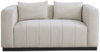 Beige Lucia Linen Textured Fabric Loveseat - 655Beige-L - Vega Furniture