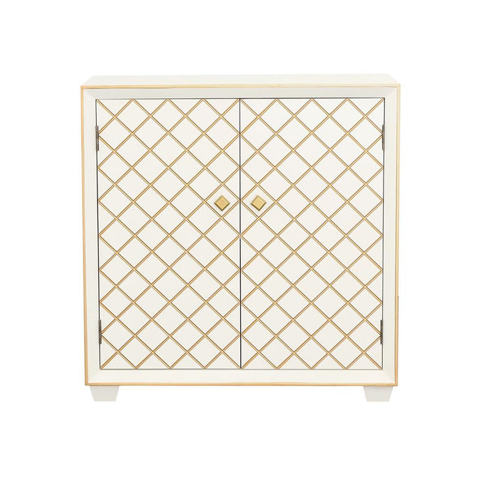 Belinda White/Gold 2-Door Accent Cabinet - 953286 - Vega Furniture