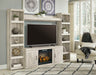 Bellaby Whitewash 4-Piece Entertainment Center with Electric Fireplace - SET | EW0331-124(2) | EW0331-127 | EW0331-268 | W100-101 - Vega Furniture