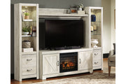 Bellaby Whitewash 4-Piece Entertainment Center with Electric Fireplace - SET | W100-101 | W331-24(2) | W331-27 | W331-68 - Vega Furniture