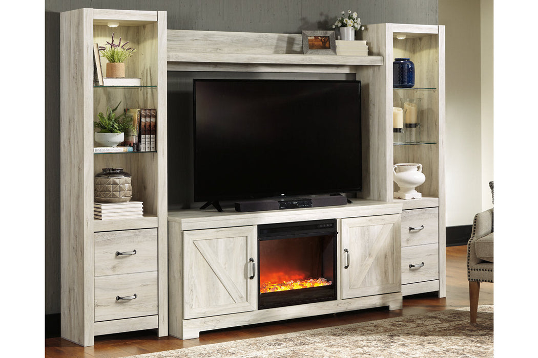 Bellaby Whitewash 4-Piece Entertainment Center with Fireplace - SET | W100-02 | W331-24(2) | W331-27 | W331-68 - Vega Furniture