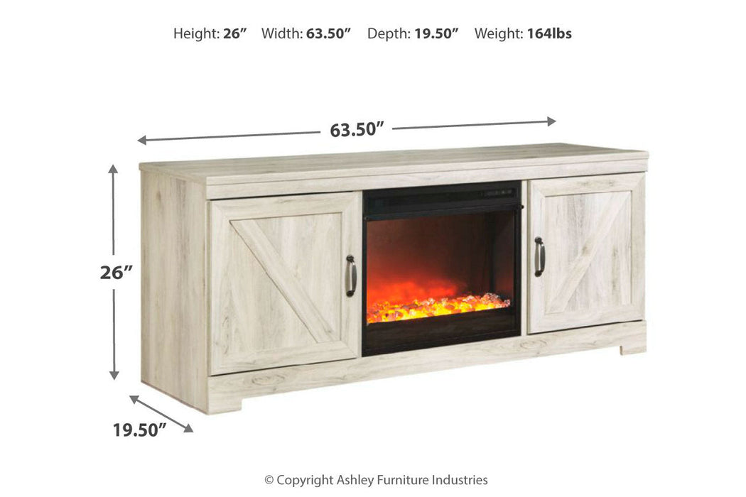 Bellaby Whitewash 63" TV Stand with Fireplace - SET | W100-02 | W331-68 - Vega Furniture
