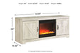 Bellaby Whitewash 63" TV Stand with Fireplace - SET | W100-02 | W331-68 - Vega Furniture