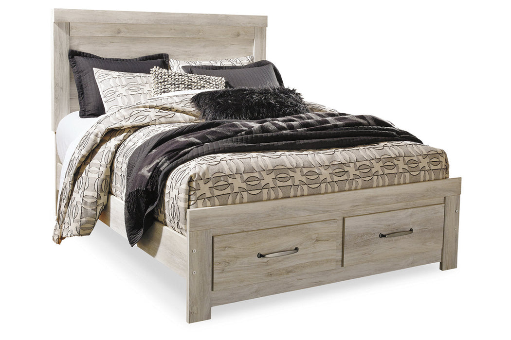 Bellaby Whitewash Queen Platform Bed with 2 Storage Drawers - SET | B100-13 | B331-54S | B331-57 | B331-95 - Vega Furniture