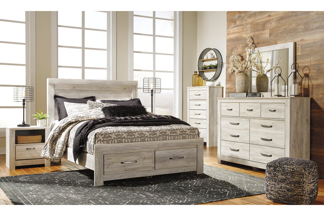 Bellaby Whitewash Queen Platform Bed with 2 Storage Drawers - SET | B100-13 | B331-54S | B331-57 | B331-95 - Vega Furniture