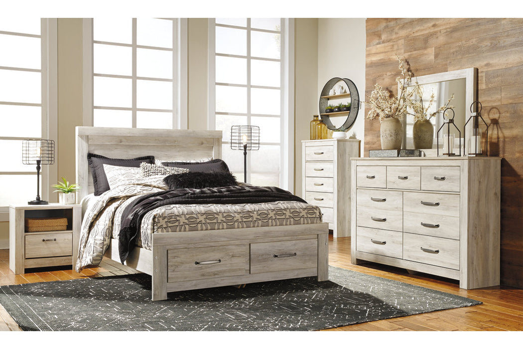 Bellaby Whitewash Queen Platform Bed with 2 Storage Drawers - SET | B100-13 | B331-54S | B331-57 | B331-95 - Vega Furniture