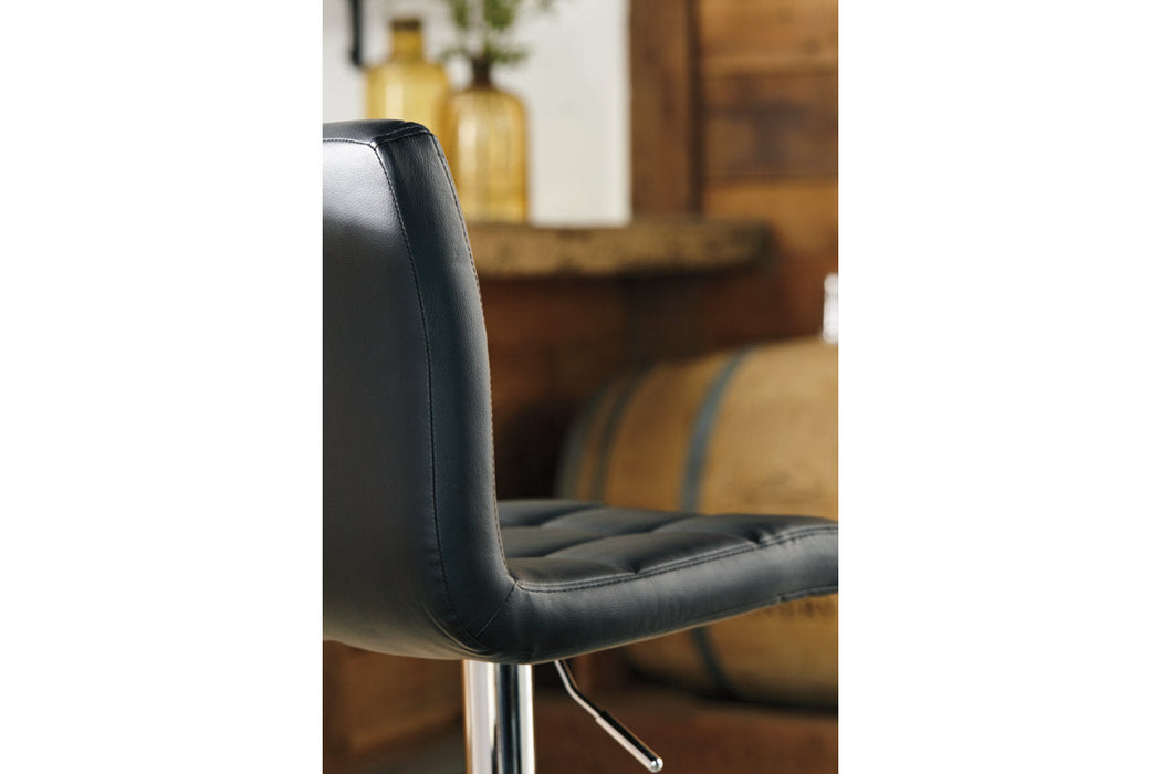 Bellatier Black/Chrome Finish Adjustable Height Barstool, Set of 2 - D120-130 - Vega Furniture