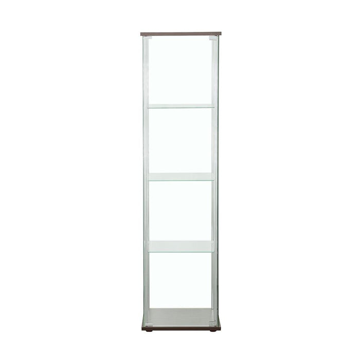 Bellatrix Cappuccino/Clear Rectangular 4-Shelf Curio Cabinet - 950172 - Vega Furniture