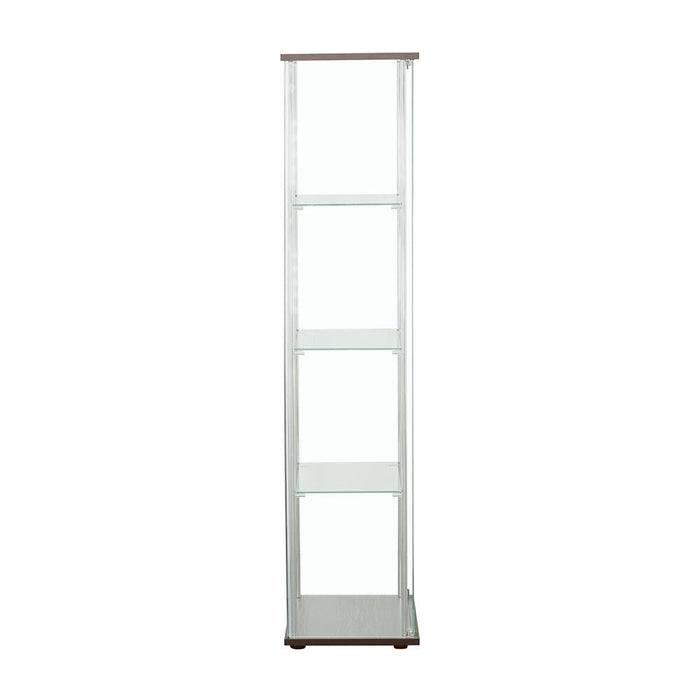 Bellatrix Cappuccino/Clear Rectangular 4-Shelf Curio Cabinet - 950172 - Vega Furniture