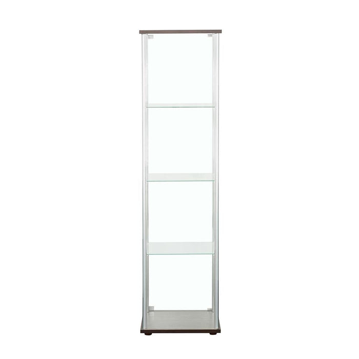 Bellatrix Cappuccino/Clear Rectangular 4-Shelf Curio Cabinet - 950172 - Vega Furniture