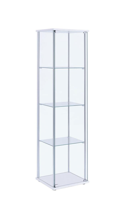 Bellatrix White/Clear Rectangular 4-Shelf Curio Cabinet - 951072 - Vega Furniture
