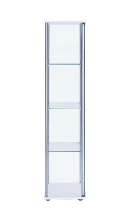 Bellatrix White/Clear Rectangular 4-Shelf Curio Cabinet - 951072 - Vega Furniture