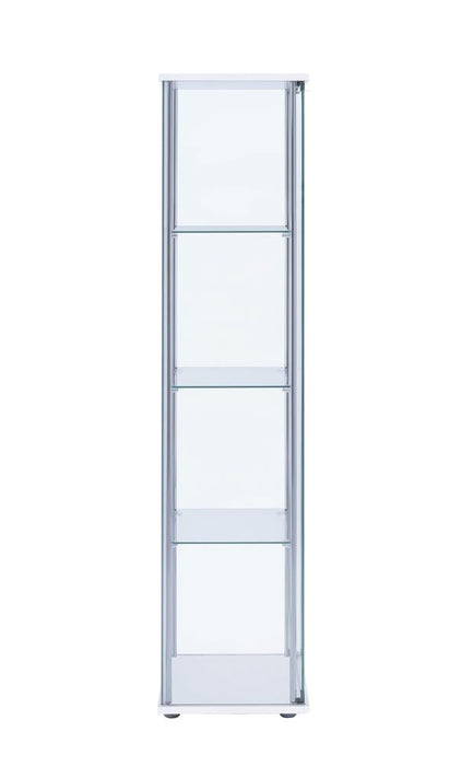 Bellatrix White/Clear Rectangular 4-Shelf Curio Cabinet - 951072 - Vega Furniture